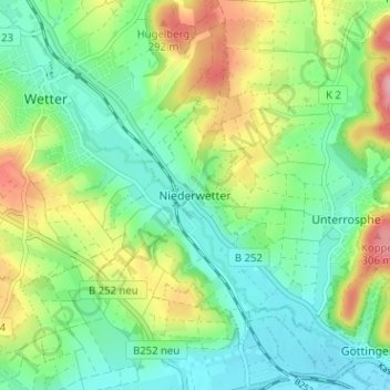 Niederwetter topographic map, elevation, terrain