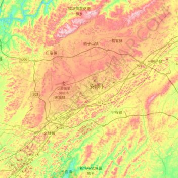 Anshun topographic map, elevation, terrain