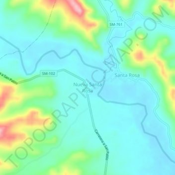 Nueva Santa Rosa topographic map, elevation, terrain