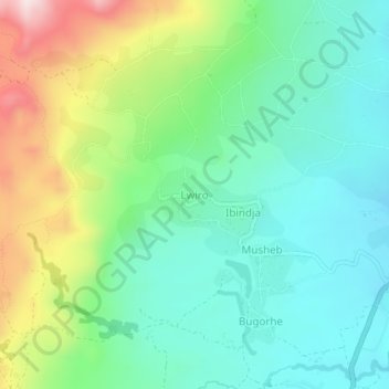 Lwiro topographic map, elevation, terrain