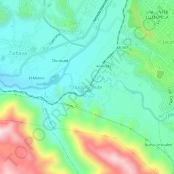 Tingo Grande topographic map, elevation, terrain