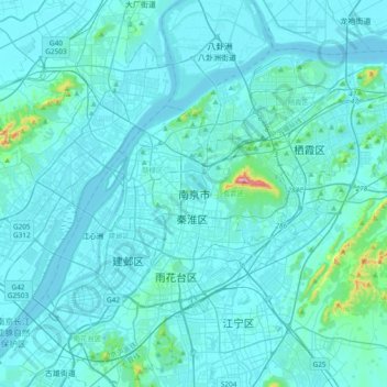 Nanjing topographic map, elevation, terrain