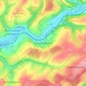 Höhmühlbach topographic map, elevation, terrain