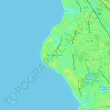 Miramar Terrace topographic map, elevation, terrain