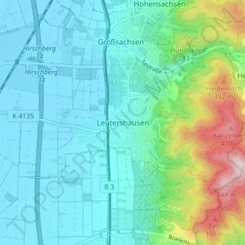 Leutershausen topographic map, elevation, terrain