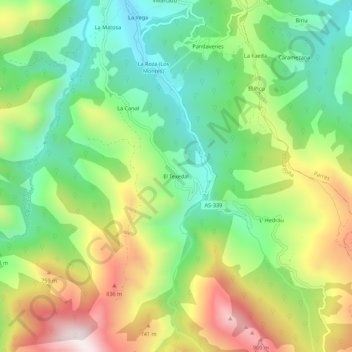 El Tejedal topographic map, elevation, terrain