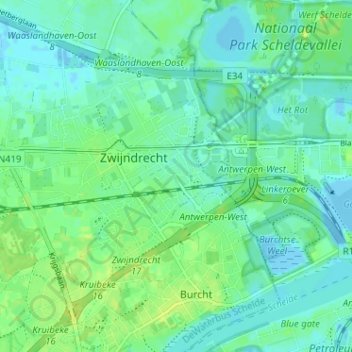 Laar topographic map, elevation, terrain