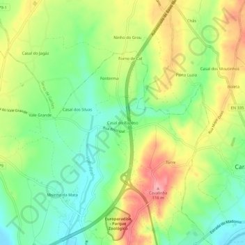 Casal do Raposo topographic map, elevation, terrain