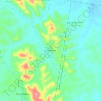 San Marcos topographic map, elevation, terrain