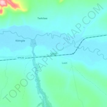 Luizi topographic map, elevation, terrain