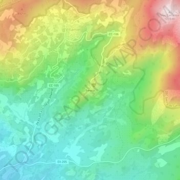 Trevejo topographic map, elevation, terrain