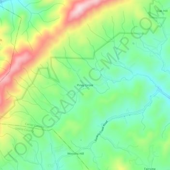 Piney Grove topographic map, elevation, terrain