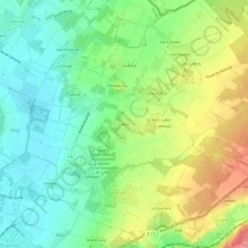 Lullier topographic map, elevation, terrain