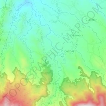 Cibunian topographic map, elevation, terrain