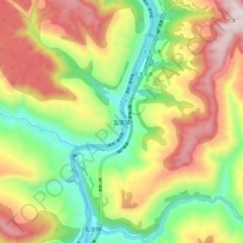 Washi topographic map, elevation, terrain