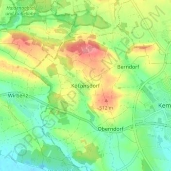 Kötzersdorf topographic map, elevation, terrain