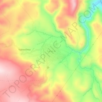 Sacaca topographic map, elevation, terrain