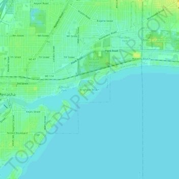 Brighton Beach topographic map, elevation, terrain
