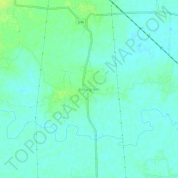 Ketugram topographic map, elevation, terrain