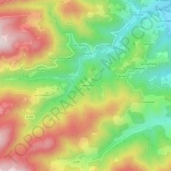 L'Hermet topographic map, elevation, terrain