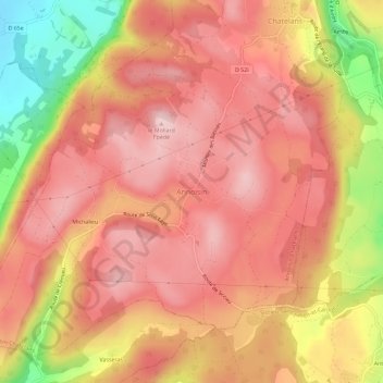 Annoisin topographic map, elevation, terrain