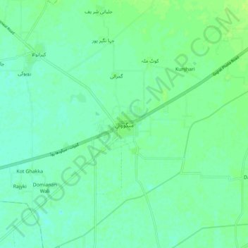 Mangowal topographic map, elevation, terrain