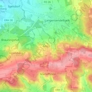Adlitz topographic map, elevation, terrain