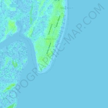 Savannah Beach topographic map, elevation, terrain