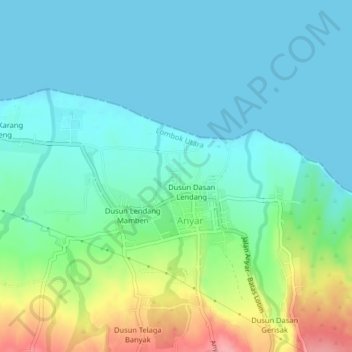 Dusun Greneng topographic map, elevation, terrain