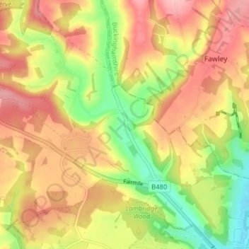 Middle Assendon topographic map, elevation, terrain