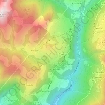 Les Praz topographic map, elevation, terrain