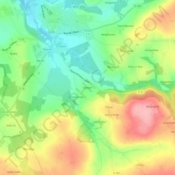 Kerever topographic map, elevation, terrain