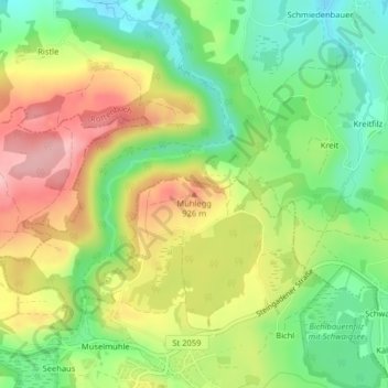 Mühlegg topographic map, elevation, terrain