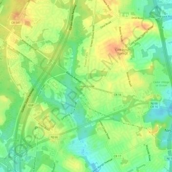 Green Grove topographic map, elevation, terrain