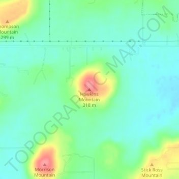 Hawkins Mountain topographic map, elevation, terrain