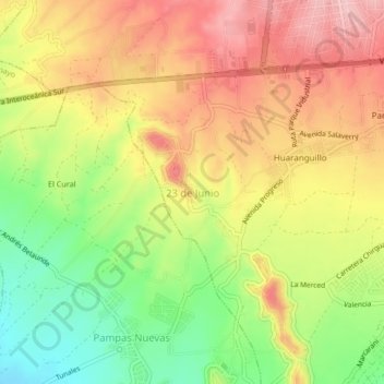 23 de Junio topographic map, elevation, terrain