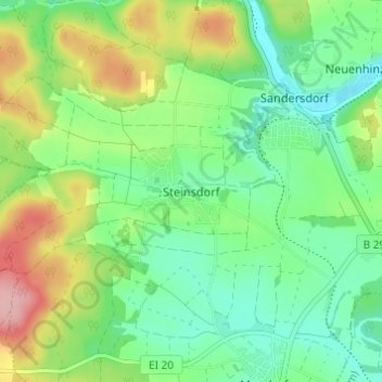 Steinsdorf topographic map, elevation, terrain