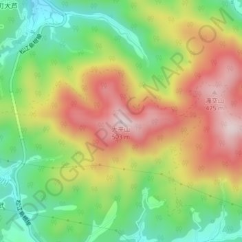 Mt. Ohira topographic map, elevation, terrain