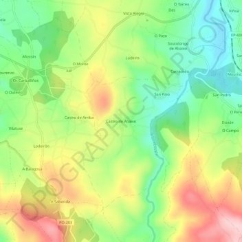Castro de Abaixo topographic map, elevation, terrain