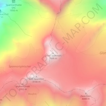 Gross Spannort topographic map, elevation, terrain