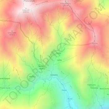 Vernai topographic map, elevation, terrain