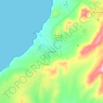 La Pared topographic map, elevation, terrain
