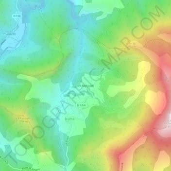 Les Raynauds topographic map, elevation, terrain