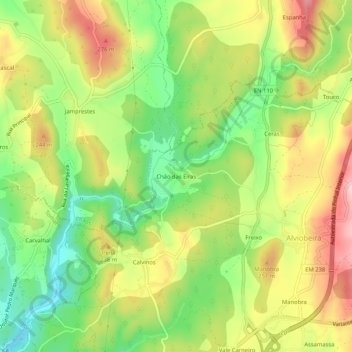 Chão das Eiras topographic map, elevation, terrain