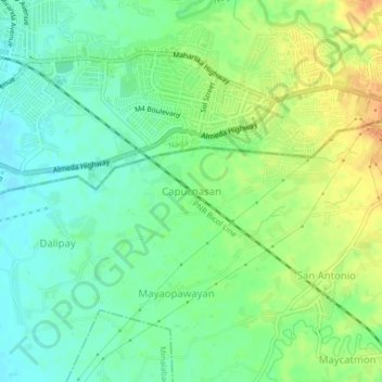 Capucnasan topographic map, elevation, terrain