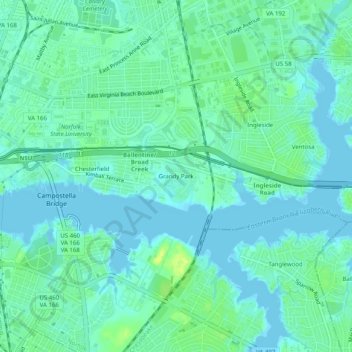 Grandy Park topographic map, elevation, terrain