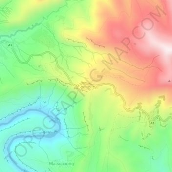 Moeaneng topographic map, elevation, terrain