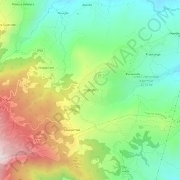 Capriglio topographic map, elevation, terrain