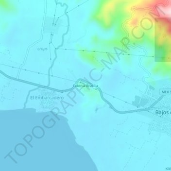 Colonia Brasilia topographic map, elevation, terrain