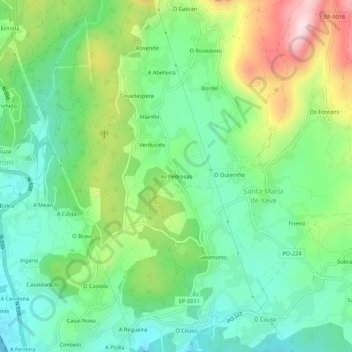 As Pedrosas topographic map, elevation, terrain